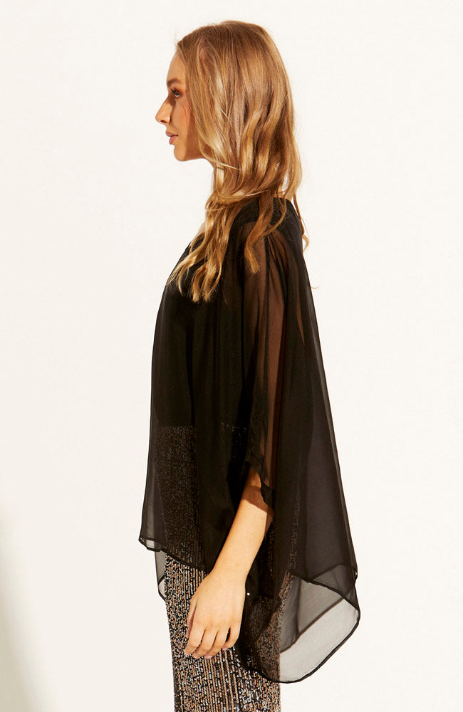 Summer Fever Silk Top - Black