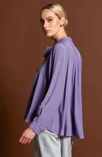 Everywhere Neck Tie Blouse - Cornflower