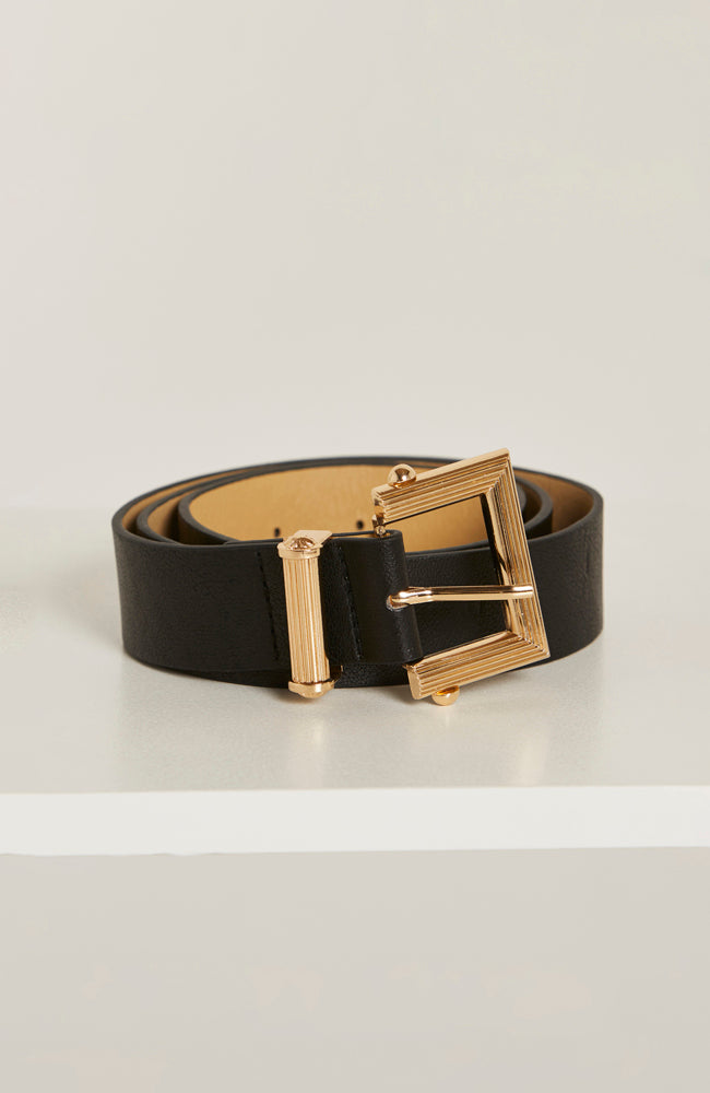 Deco Vegan Leather Belt - Black