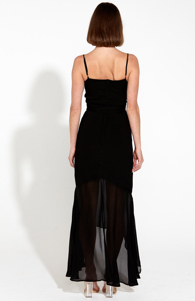 Oasis Frill Slip Dress - Black