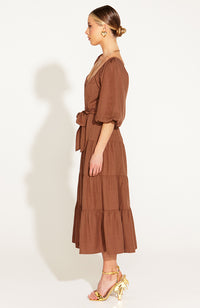 One and Only Tiered Midi Dress - Mocha