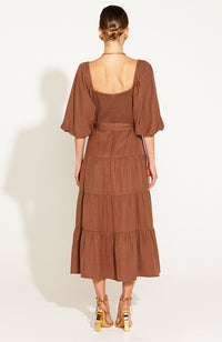 One and Only Tiered Midi Dress - Mocha