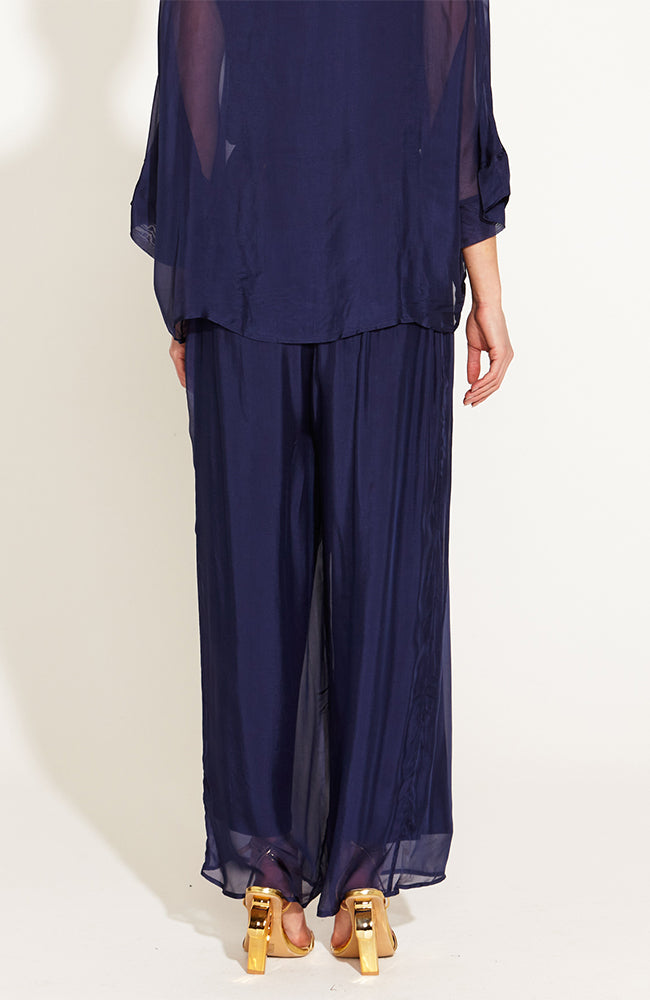 Sunlight and Shadow Silk Pant - Navy