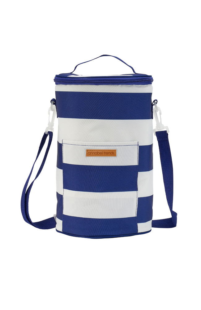 Picnic Cooler Bag Barrel (Tall) - Navy Stripe
