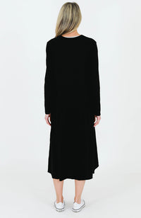 Tiered Maxi L/S Dress - Black