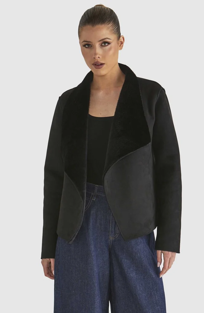 Behold Reversible Fur Jacket - Black