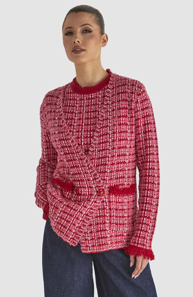 Beverley Knit Cardi - Pink Boucle