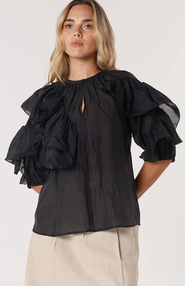 Celeste Ruffled Blouse – Black