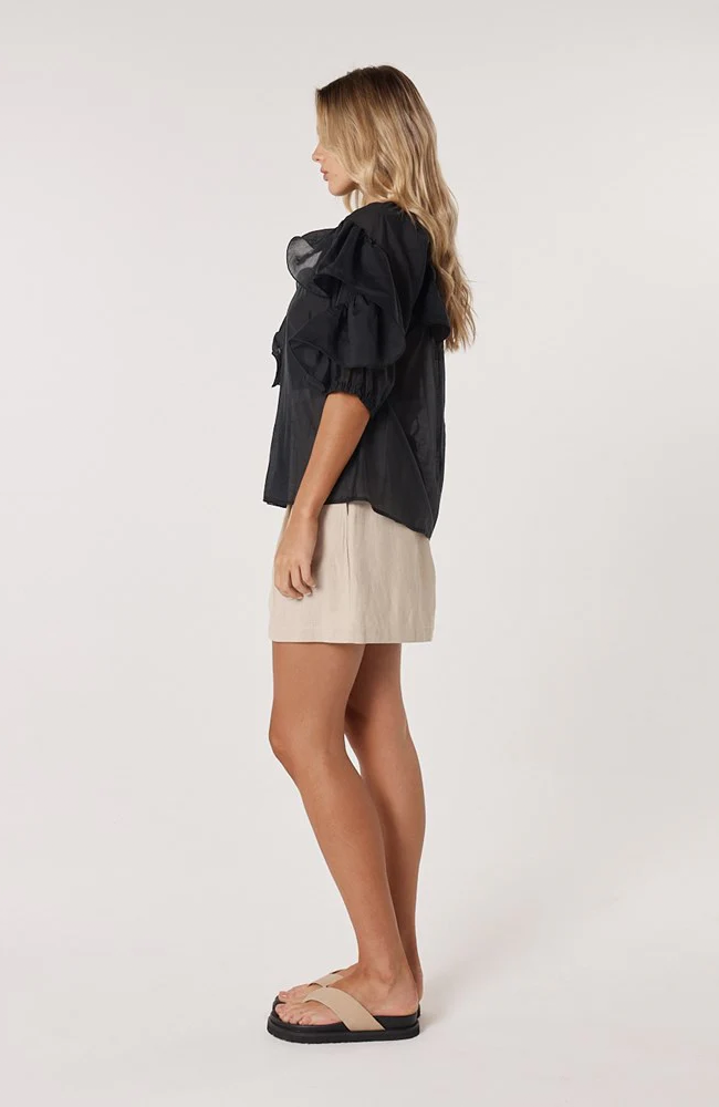 Celeste Ruffled Blouse – Black