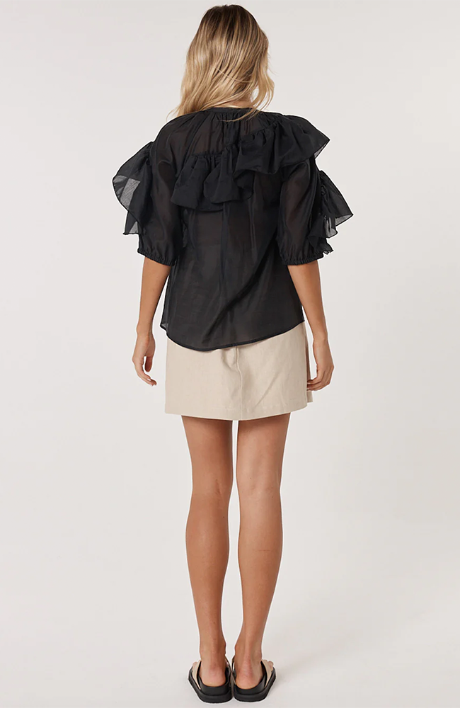 Celeste Ruffled Blouse – Black