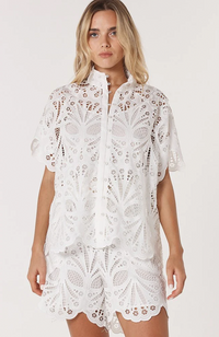 Elara Broderie Blouse – Ivory