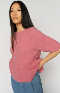Thora O-Neck Frill Knit - Dusty Rose