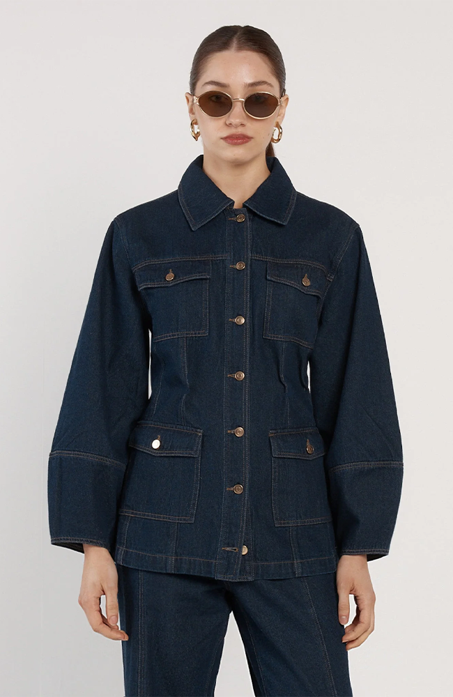 Wren Denim Sculpted Jacket - Indigo