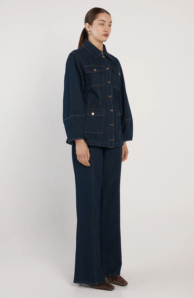 Wren Denim Sculpted Jacket - Indigo