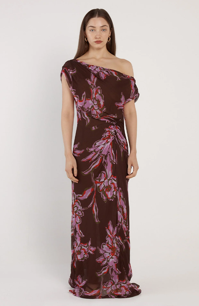 Margo Dress - Dark Brown/Flower Print