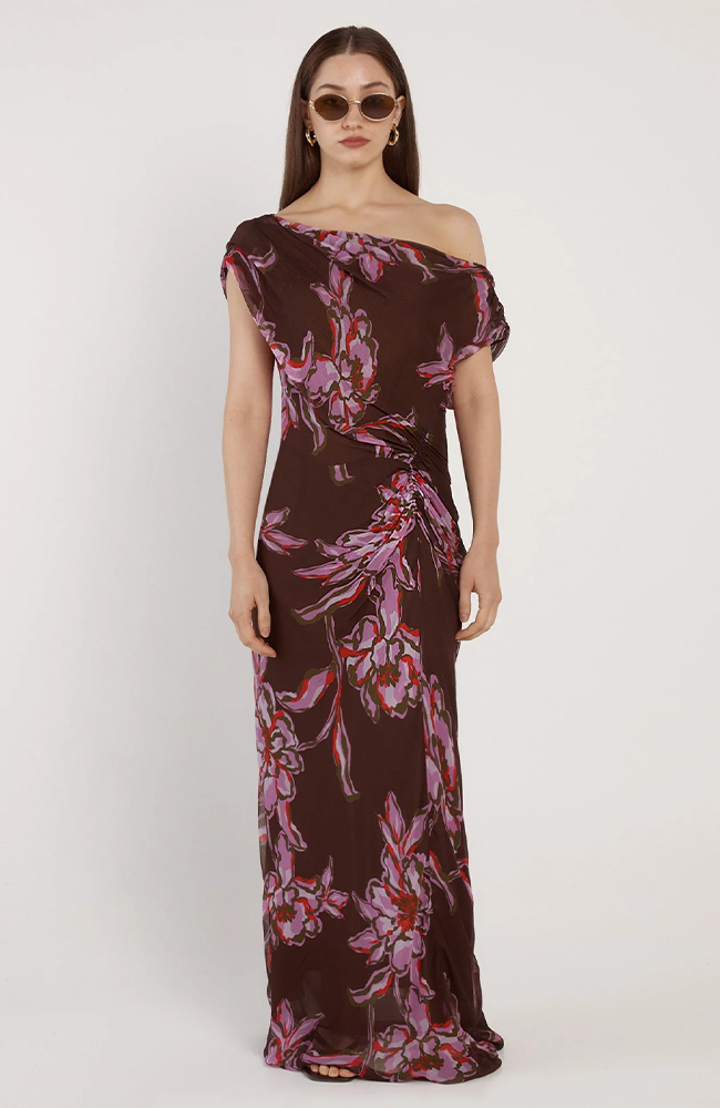 Margo Dress - Dark Brown/Flower Print