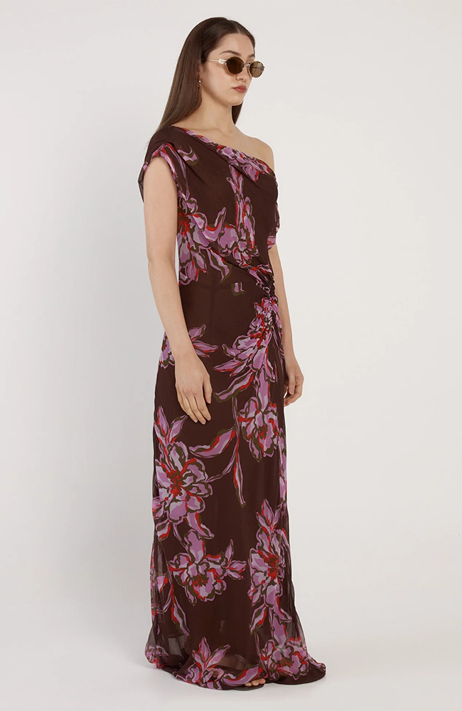 Margo Dress - Dark Brown/Flower Print
