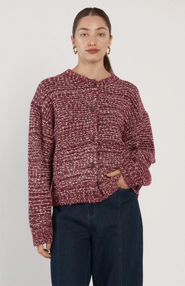 Quinn Boucle Bomber - Burgundy/White