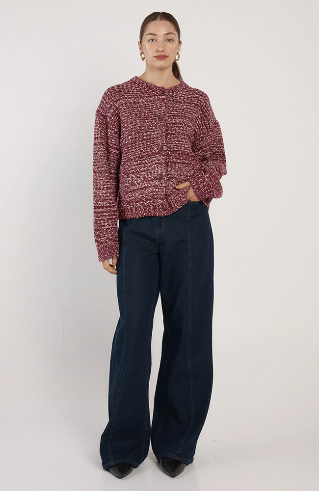 Quinn Boucle Bomber - Burgundy/White