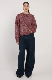 Quinn Boucle Bomber - Burgundy/White