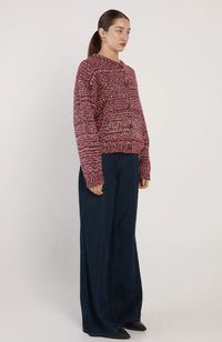 Quinn Boucle Bomber - Burgundy/White