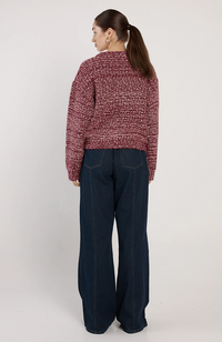 Quinn Boucle Bomber - Burgundy/White