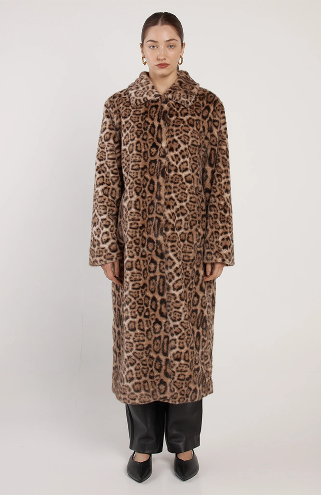 Amaya Animal Print Coat - Brown