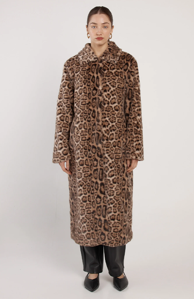Amaya Animal Print Coat - Brown