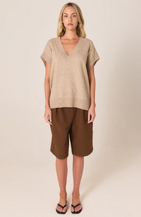 Rae V-Neck Vest - Brown Marle