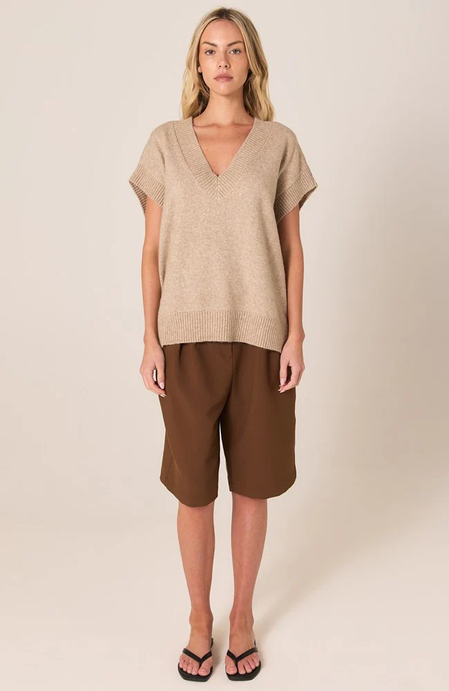 Rae V-Neck Vest - Brown Marle