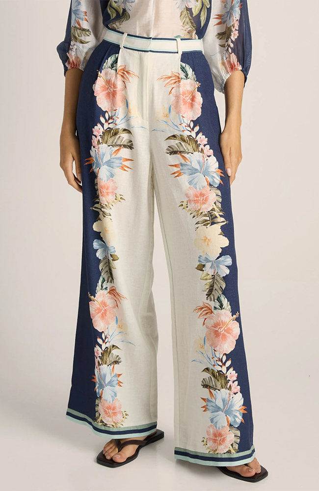 Solara Placement Pant - Navy Print