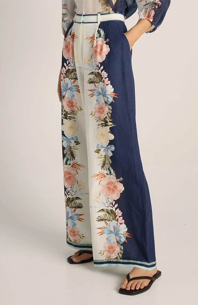 Solara Placement Pant - Navy Print