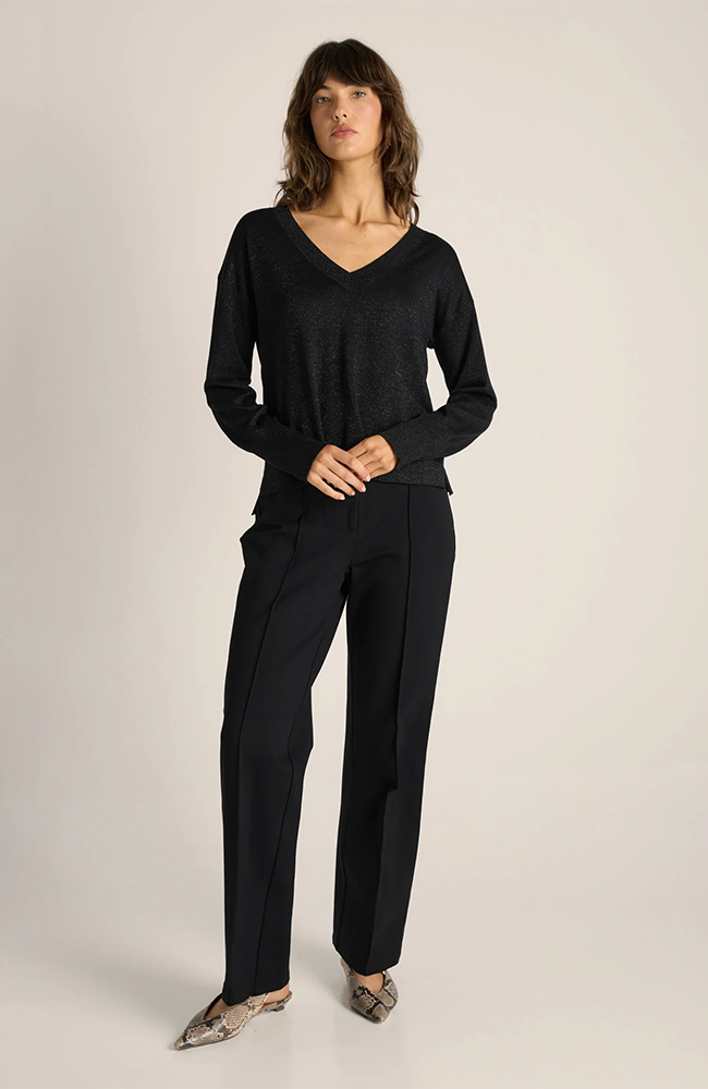 Oriane Sparkle V-Neck Knit - Black