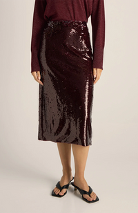 Monroe Sequin Pencil Skirt - Burgundy Red