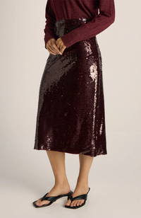 Monroe Sequin Pencil Skirt - Burgundy Red