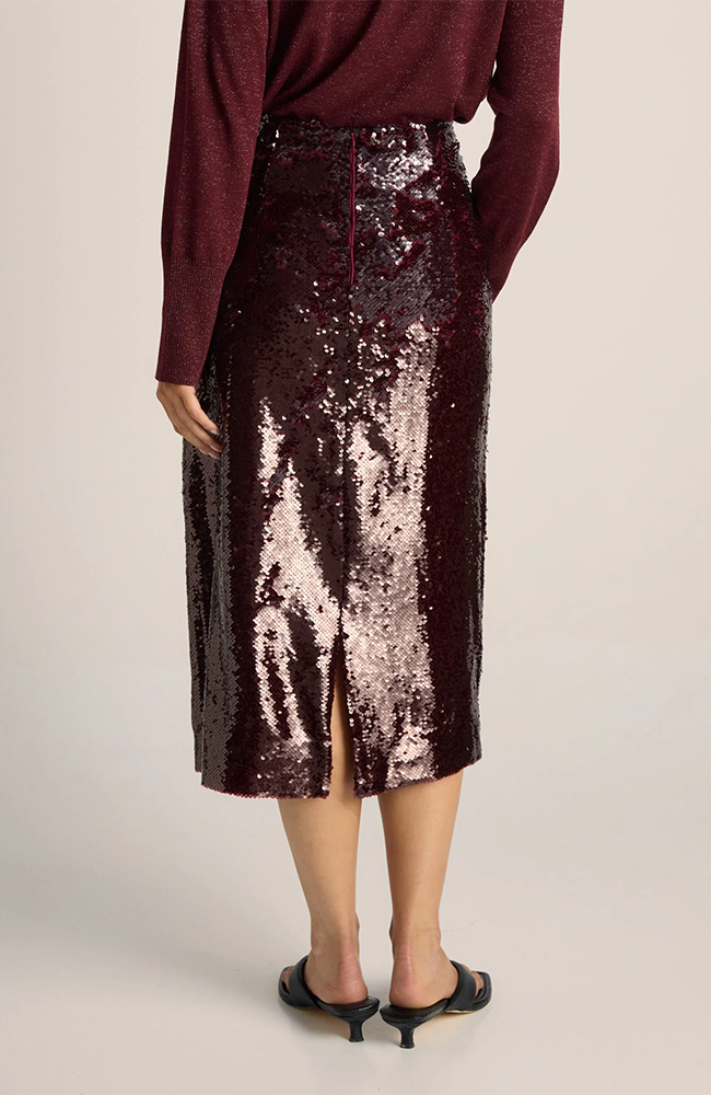 Monroe Sequin Pencil Skirt - Burgundy Red