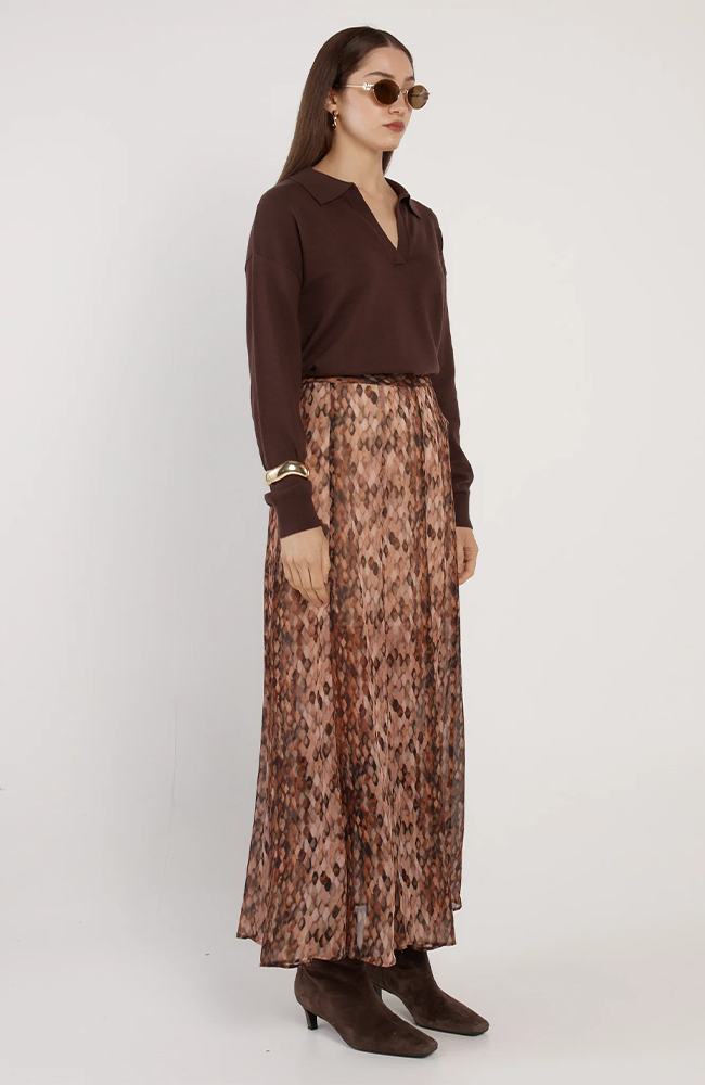 Emryn Maxi Skirt - Snake Sprint/Brown