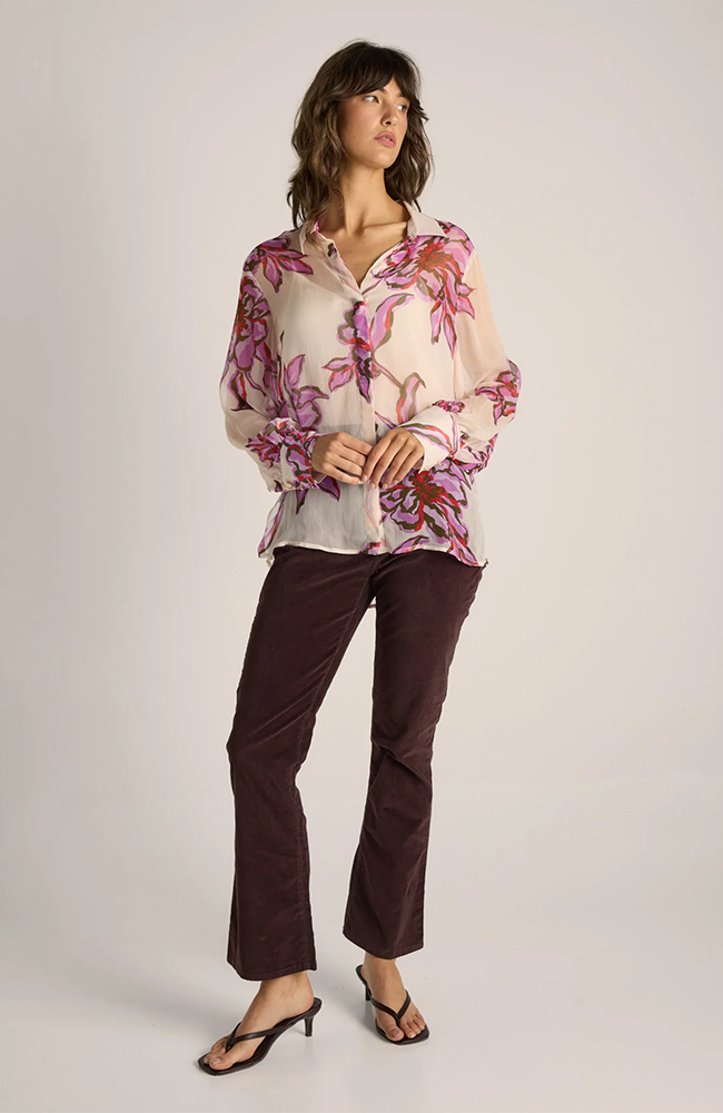 Nyomi Blouse - Light Purple/Flower Print