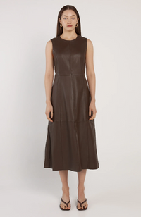 Thessa Leather Dress - Chocolate Brown