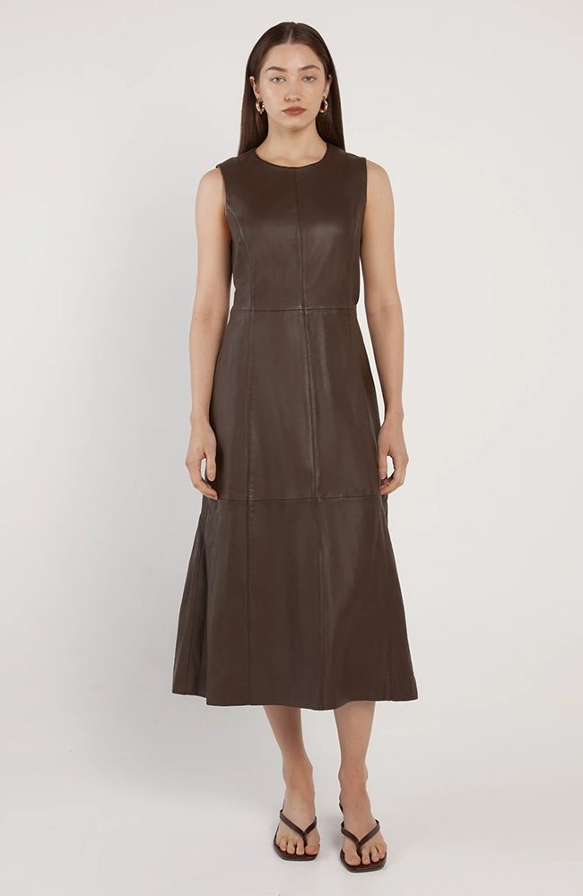 Thessa Leather Dress - Chocolate Brown
