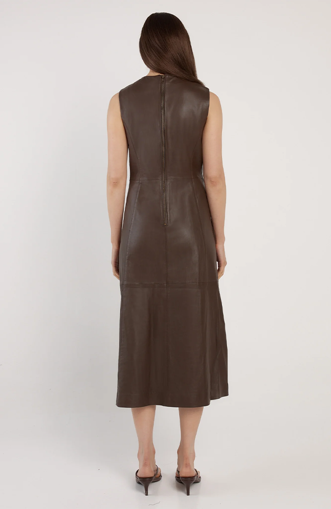 Thessa Leather Dress - Chocolate Brown