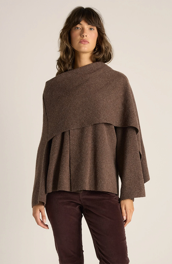 Amaris Cape Coatigan - Chocolate Marle