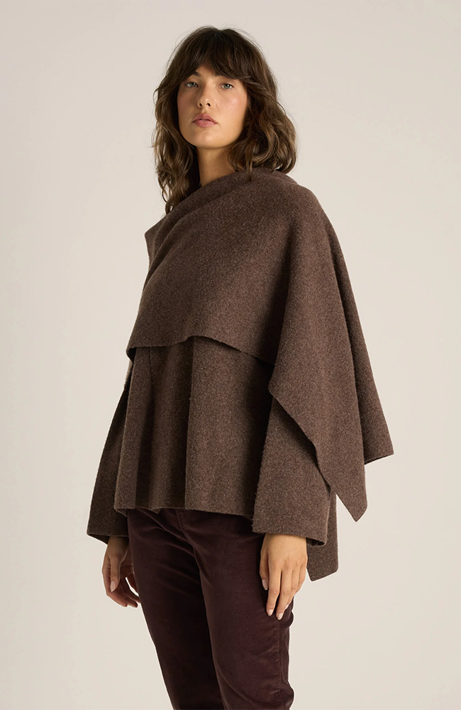 Amaris Cape Coatigan - Chocolate Marle