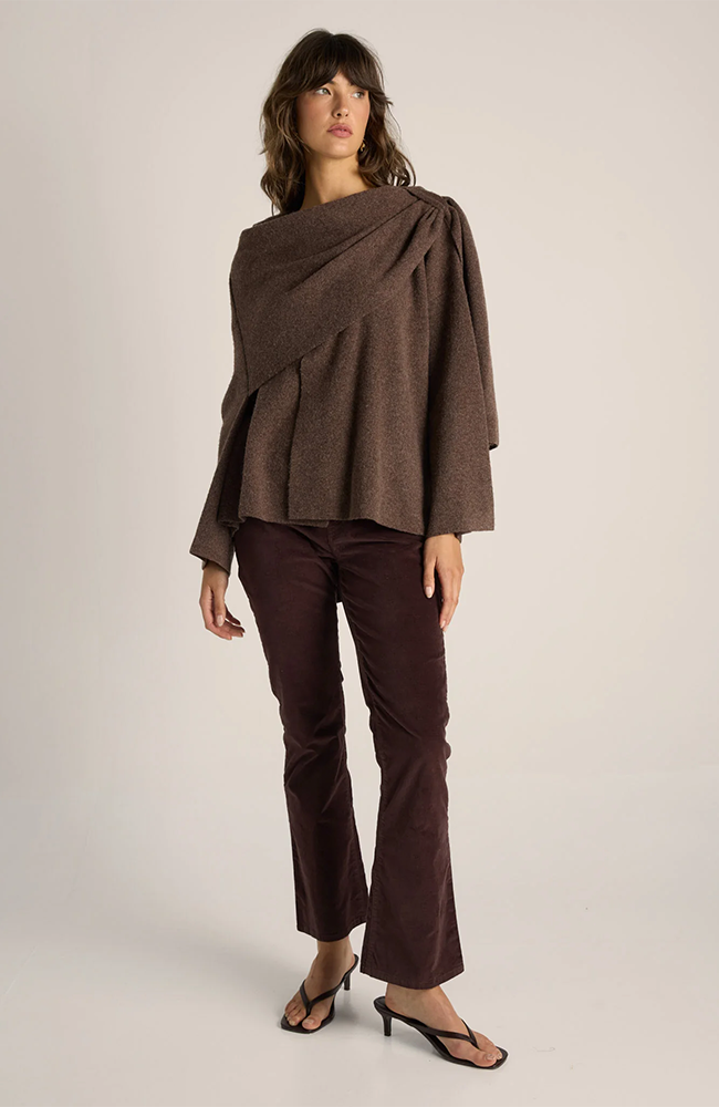 Amaris Cape Coatigan - Chocolate Marle