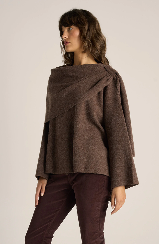 Amaris Cape Coatigan - Chocolate Marle