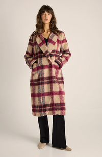 Harlow Check Longline Coat - Check Pink