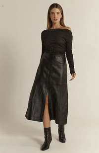 Brae Leather Midi Skirt