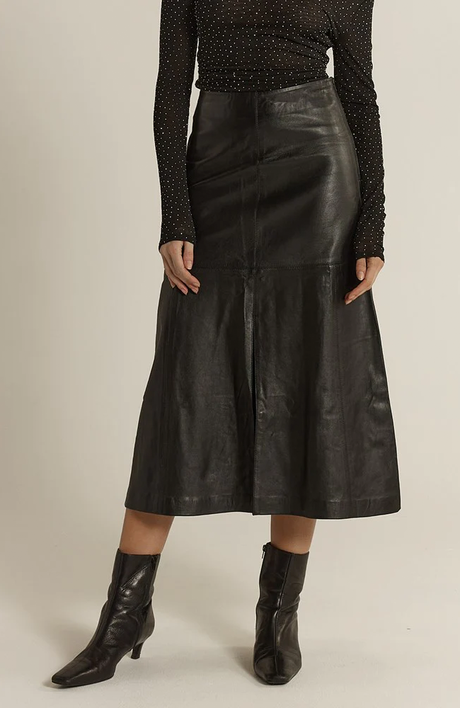 Brae Leather Midi Skirt