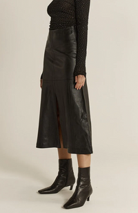 Brae Leather Midi Skirt