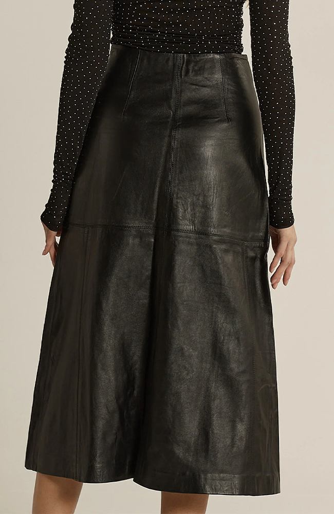 Brae Leather Midi Skirt